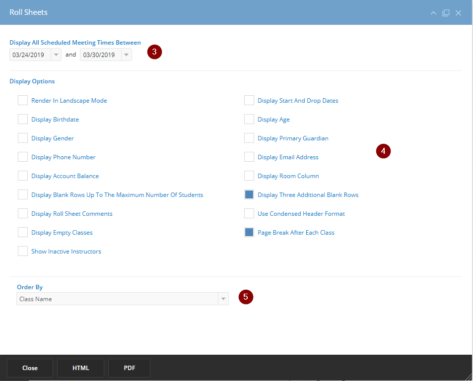 Roll Sheets Report – iClassPro Support